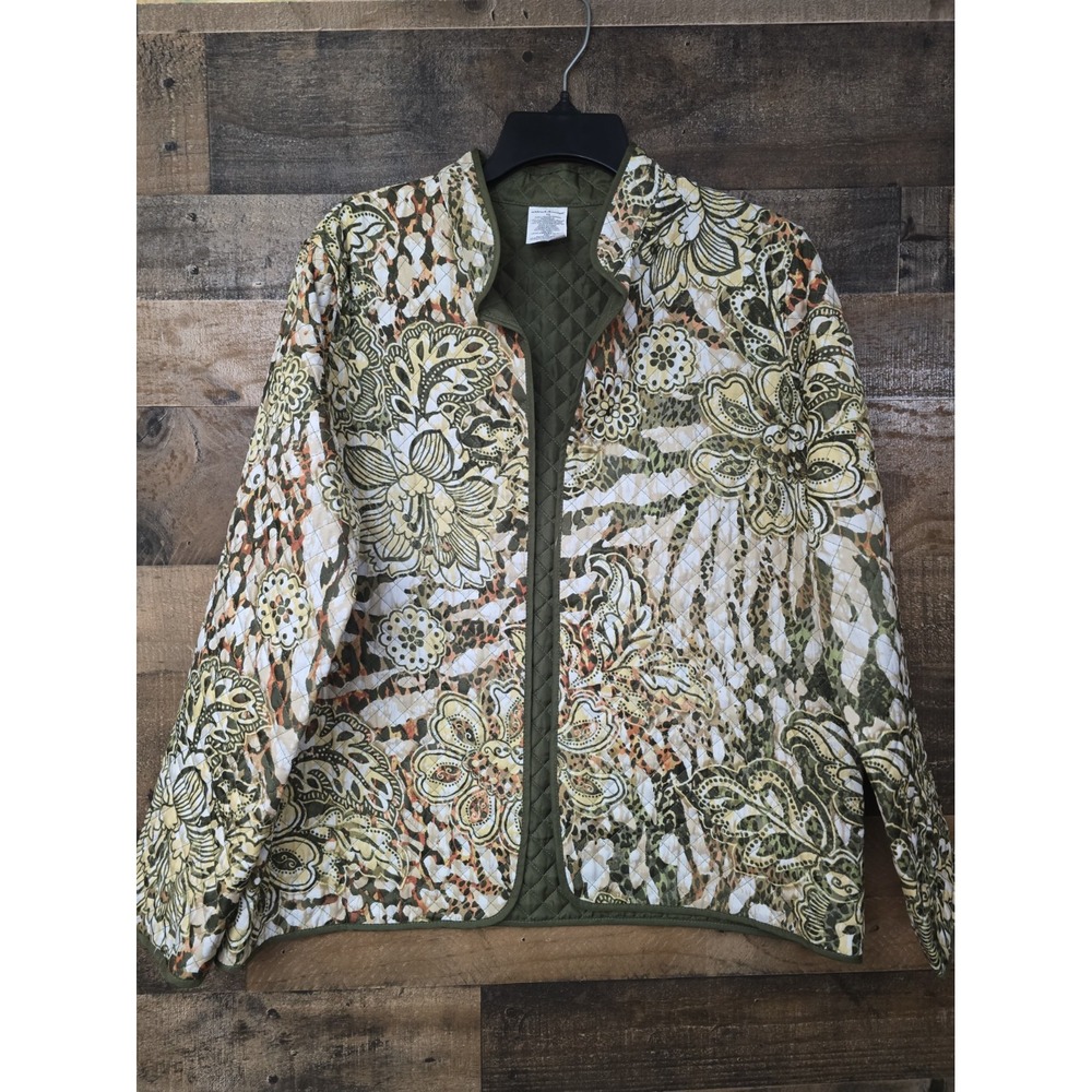 Women Quilted Floral Boho Chic Jacket Size 12 Lightweight Classic Cottagecore